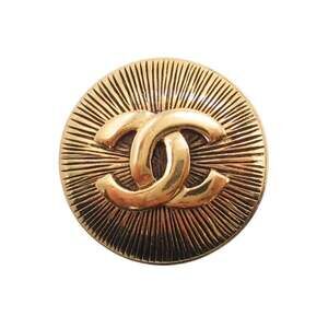 CHANEL Vintage Gold Logo Brooch